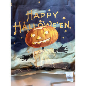 Williams Sonoma Halloween Table Runner Happy Hallowe'en Pumpkin Scarecrow 106 in